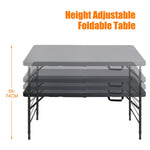 Folding Table 125cm, Portable Heavy Duty, Black