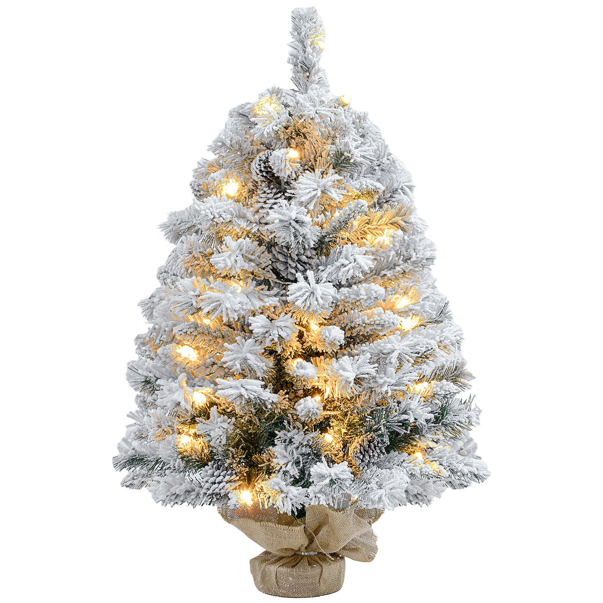 Christmas Tree, LED, Snow Branches, Pine Cones, Flame-Retardant, Concrete Base