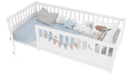 Panel Bed, Children's 90 x 190 cm with Railing Star & Moon Decoration, White