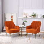 Lounge Chairs, Versatile Accent Seating (Set of 2), Orange Velvet