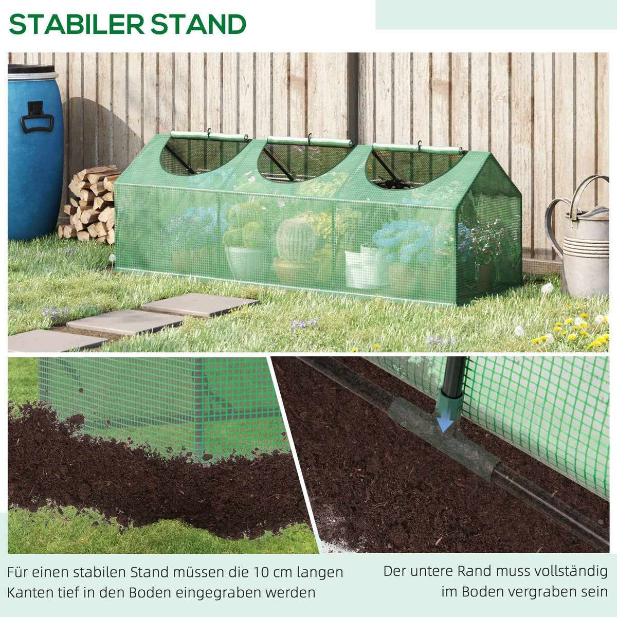 Greenhouse Window PE 180x60x60cm Tomato Cold Frame, Green