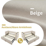 Upholstered Daybed 90x200cm with Trundle & USB, Beige Linen Blend