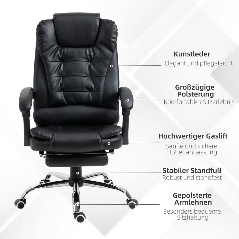Office Chair, Footrest Desk Chair, Adjustable Backrest, Height Adjustable, Black