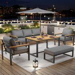 Garden Lounge Set for 6-7 People, Weatherproof Seating Group, Galvanized Iron Frame