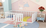 Children's Bed 90x200 Wooden Frame with Railing & Door, White