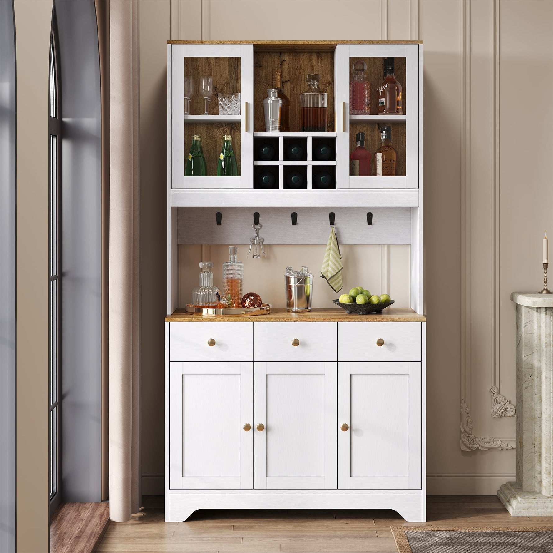Sideboard Tall Cabinet 94.5x30x175.5 cm White Wood Grain