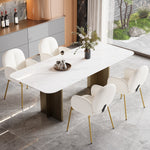Dining Lounge Chairs Set of 4 with Gold Legs, Beige Teddy