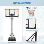 Outdoor Basketball Hoop, Adjustable Height, Wheels, Steel, Black