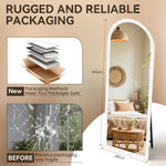 Curved Full-Length Mirror 160x50 cm Stand White Wood Frame