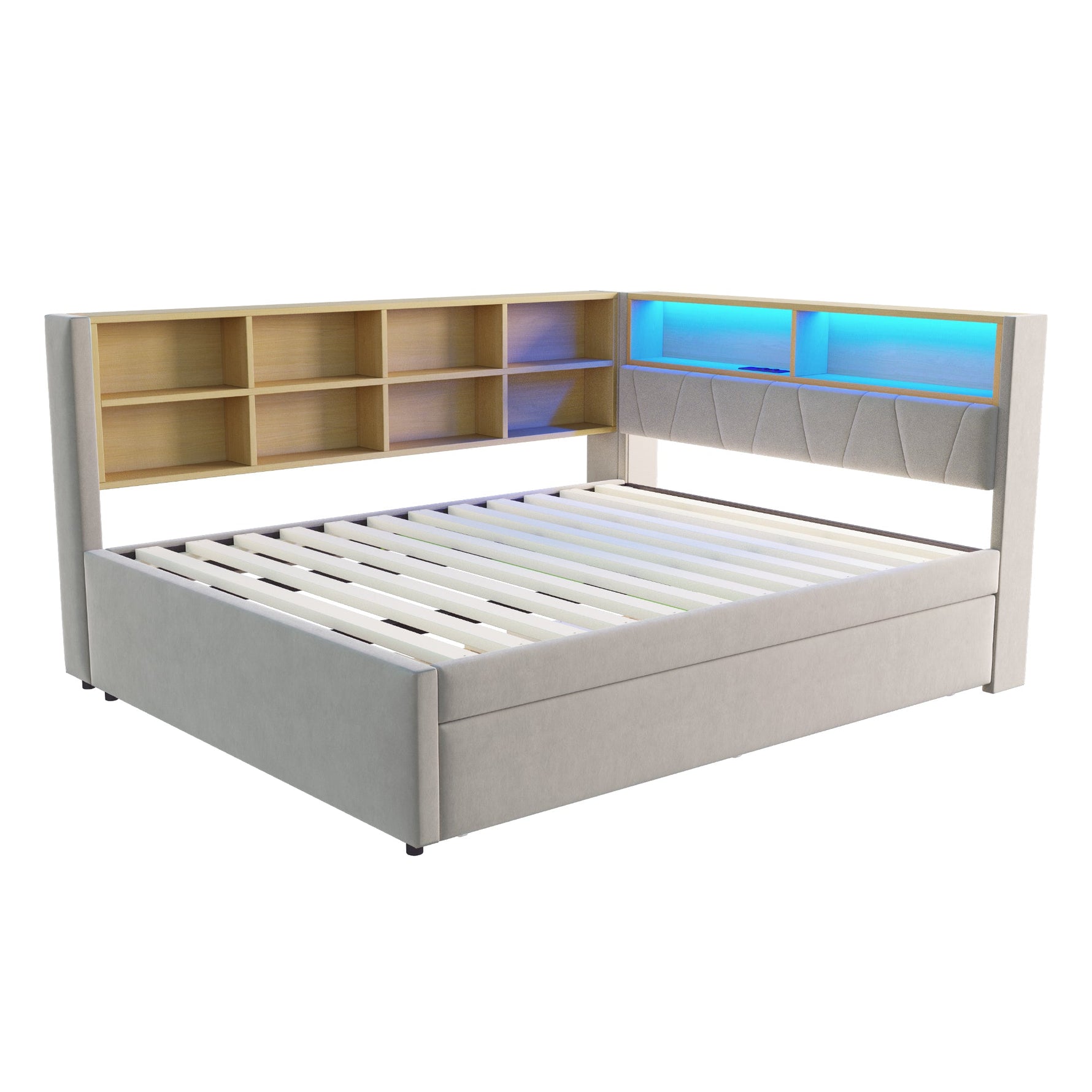 Sofa bed 140*200 Pull-Out 90*190 USB Storage, Light Grey