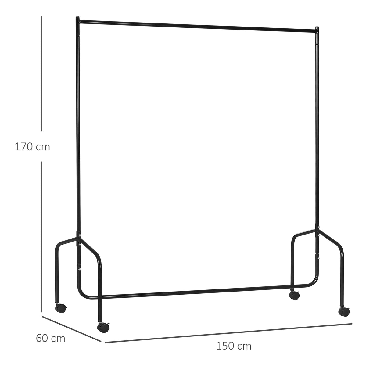 Clothes Rack 150x60x170cm, Sturdy, Easy Assembly, Metal