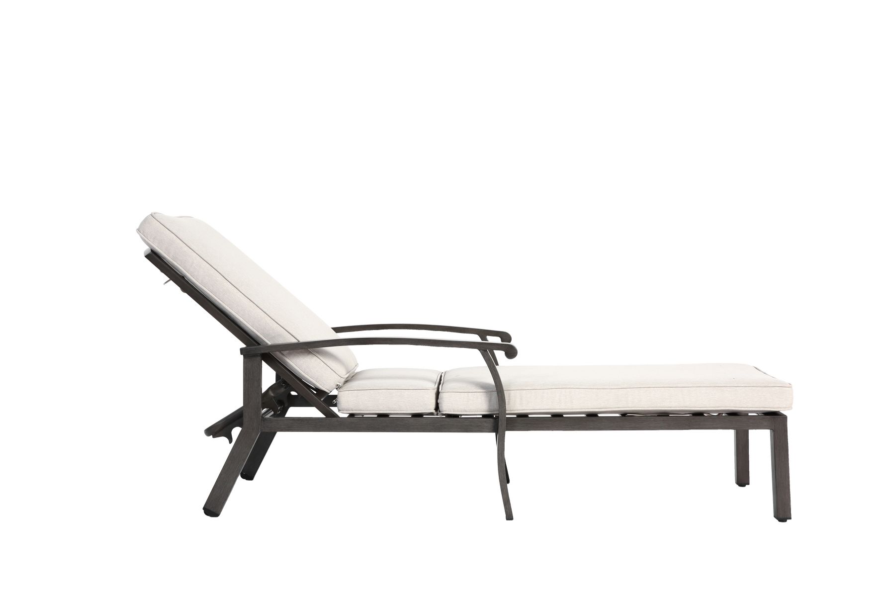 Lounge Patio Chair, Adjustable Reclining Aluminum, Waterproof Beige Cushion