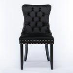 Nikki Collection Tufted Velvet Upholstered Dining Chair 2-Pc Set - Black