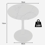 Coffee Table 27.6-inch Round Marble Mid-Century Modern 2-4 Person White Finish