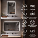 Frameless LED Bathroom Mirror 60x80 cm, Dimmable Anti-Fog, Glass