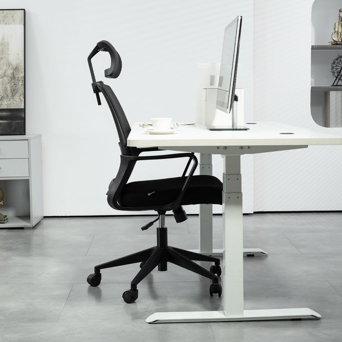 Ergonomic Office Chair Armrests Adjustable Headrest Mesh Swivel Rocking Black