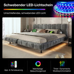 Upholstered Cloud Bed 180x200cm Hydraulic Storage LED, Grey Chenille