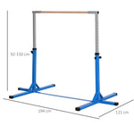 Gymnastics Bar with 13-Level Height Adjustment and Wooden Steel Construction, Blue