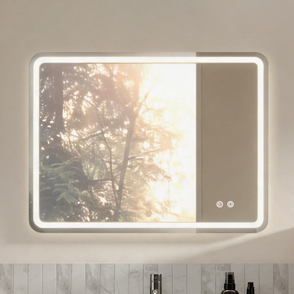 LED Bathroom Mirror 60x80cm Dimmable 3 Light Modes Frameless Glass