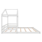 House Bed 140x200cm House Shape Slatted Base - White Pine