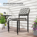 Polyrattan Garden Furniture Set, 2-Person 3-Piece Stackable Chairs & Table, Grey