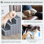 Pet Stairs Dog Stairs 3 Steps Carpet Storage, Grey
