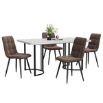 5-Piece Dining Set 140x80cm Modern Kitchen Table 4 Chairs White MDF/Brown Velvet