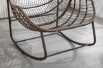 Outdoor Rattan Rocking Chair Padded Cushion Recliner Navy Blue
