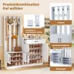 Wardrobe Set 140.6x32x180 cm Hallway Panel Shoe Cabinets, White Matte Finish