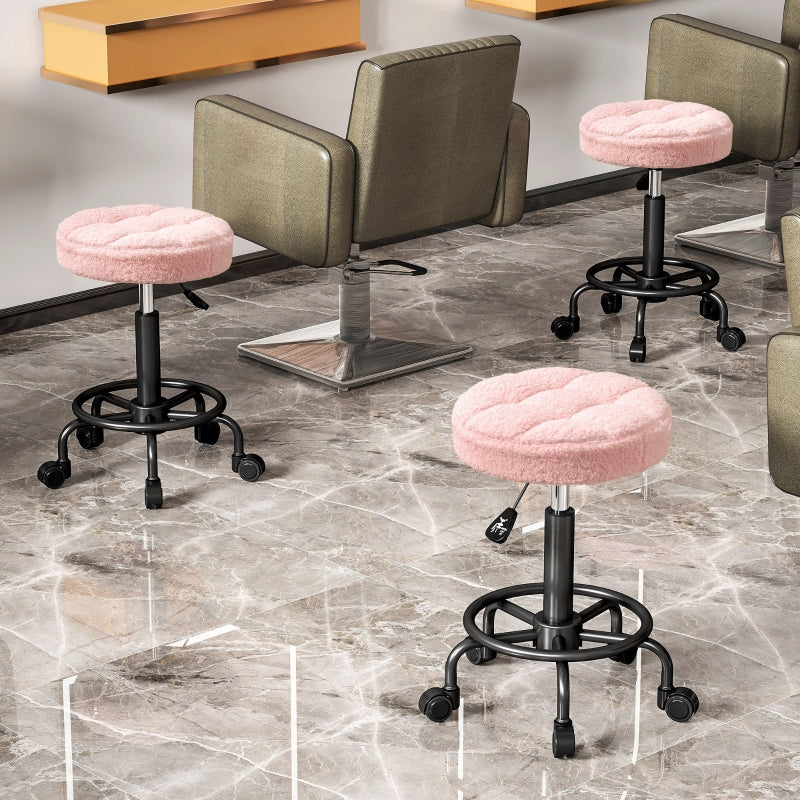 Rolling Stool, Adjustable Swivel Work Office, Pink