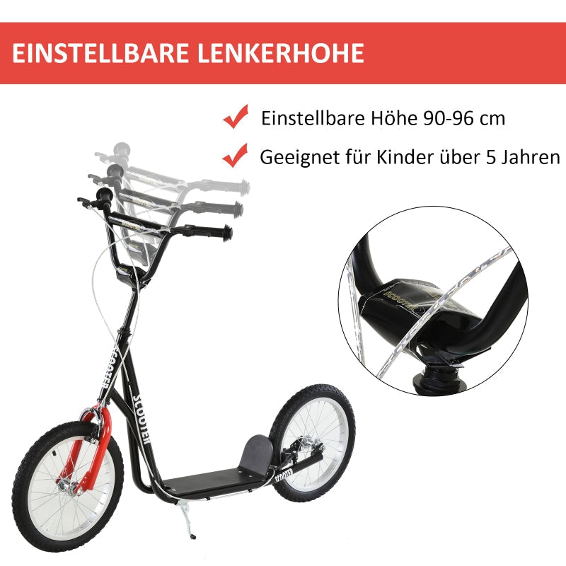 Scooter pneumatic tires handbrake city scooter black