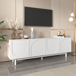 TV Cabinet, 175x38x56 cm Adjustable Shelves Lowboard, White