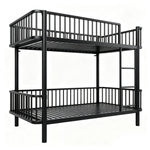 Metal Bunk Bed 90x200 Space-Saving Safety Railing, Black