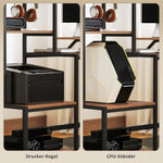 Computer Desk, Monitor Stand CPU Stand Printer Shelf 4 Shelves, Brown