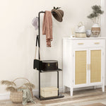 Coat Rack with Hooks & Tray, Hallway, Black
