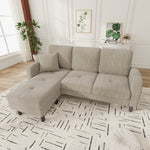 L-shaped Corner Sofa with Chaise Longue, 3-Seater Modular Design, Corduroy Fabric