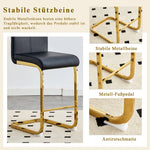 Bar Stools Set of 2 Nordic Style Gold Metal Legs - Black Faux Leather