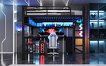 Gaming Loft Bed with Desk, Bookshelf & Wardrobe, Black Metal