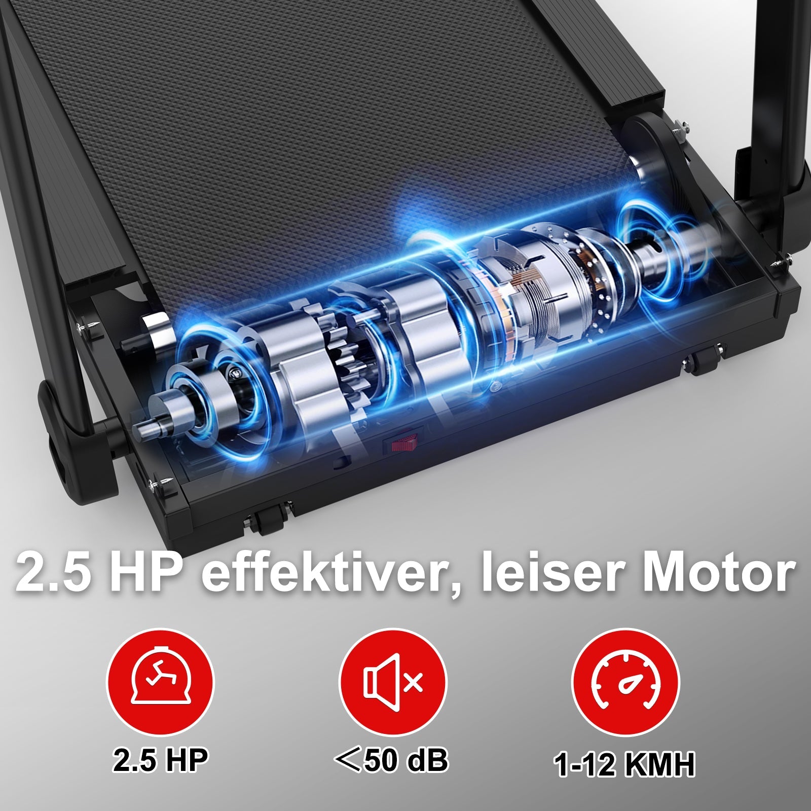 Electric Treadmill, Folding, 12 km/h Max Speed, LED Display, App & Tablet Holder, Compact