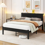 Single Metal Platform Bed Frame with Storage, 120x200cm, Vintage Black