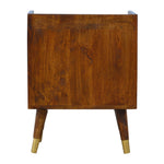 Solid Wood Manila Gold Bedside, One Drawer, 1 Shelf, Dark Brown & Golden