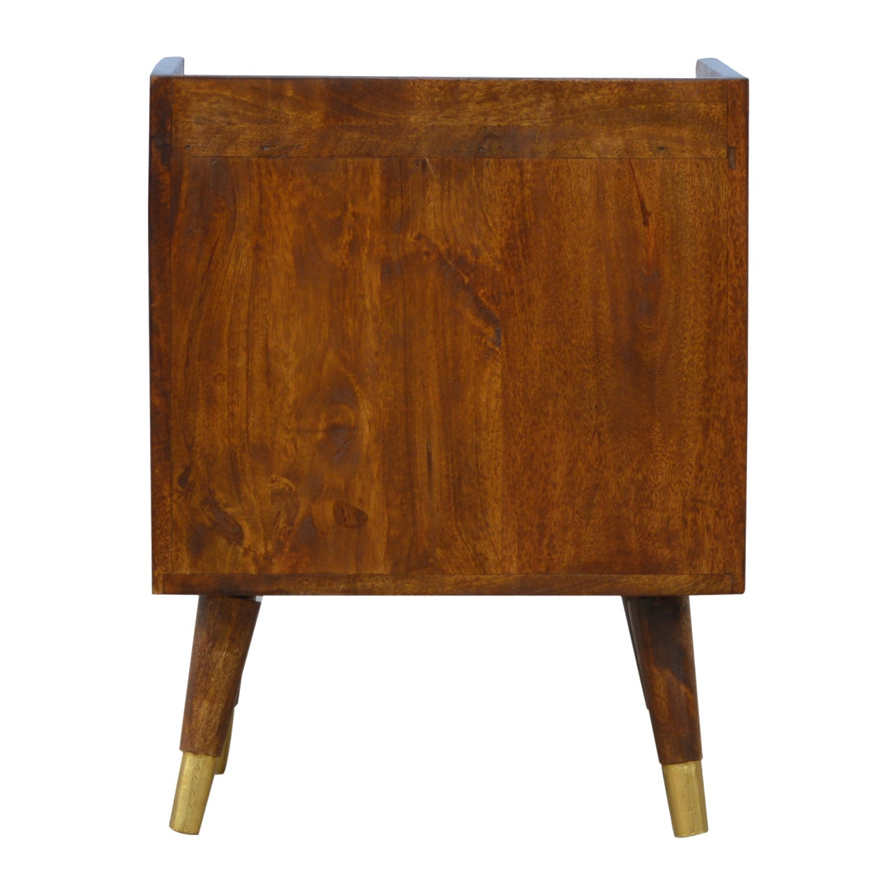 Solid Wood Manila Gold Bedside, One Drawer, 1 Shelf, Dark Brown & Golden