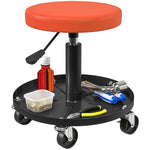 Workshop Stool, Adjustable Height Rolling, Orange
