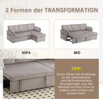 Multi-functional Sofa Bed, Modular L-Shaped Sectional with Storage and Pull-out Bed