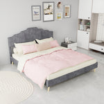 Modern Minimalist Soft Bed 160x200cm with Mattress, Gray