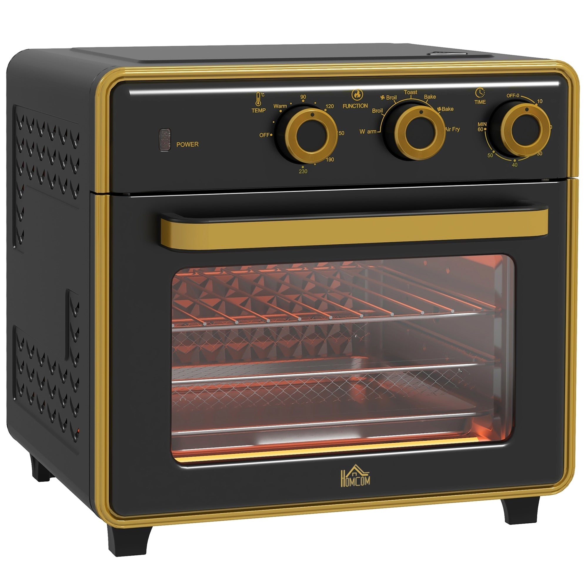 Small Oven 20L 1400W 90-230℃ 1 Hour Timer 3 Shelf Positions Iron Black
