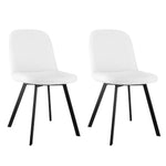 Dining Chair Set of 2 Soft Padded Metal Frame - Teddy Fleece