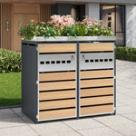 Trash Can Storage Box with Lockable Two Doors and Planting Area, Ventilation, Steel