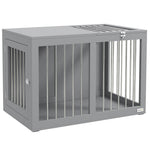 Dog Cage, 2 Doors, Lockable, Steel Mesh, Grey