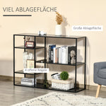 Freestanding Bookcase, 5 Open Compartments, Metal, Black